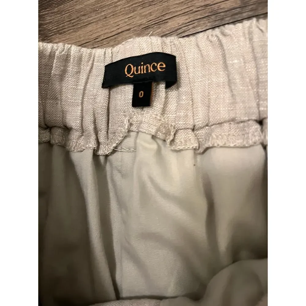Quince 100% European Linen Pleated Trousers Flax Size 0 Lined High Rise Tailored